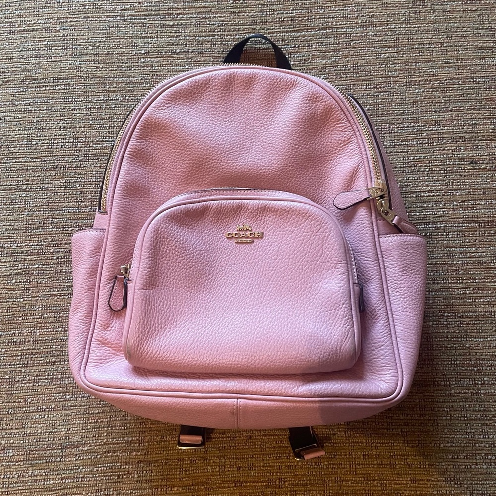 Pink Coach Leather Backpack - Picture 1 of 3